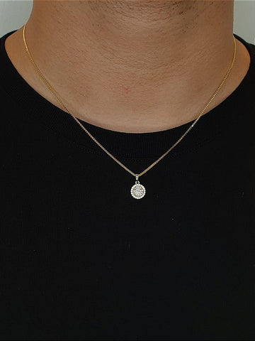 Corrente Veneziana 1mm + Pingente Smile Redondo Cravejado Banhado A Ouro 18k COR009-PIN005