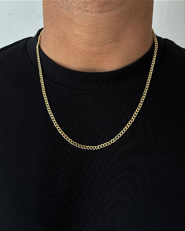 Corrente Grumet 4mm Fecho Tradicional Banhada A Ouro 18k COR080