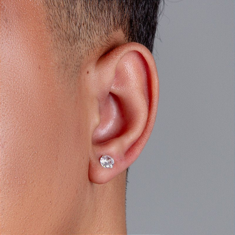 Par De Brinco Pedra Zircônia (6mm) Prata 925 BRIP002