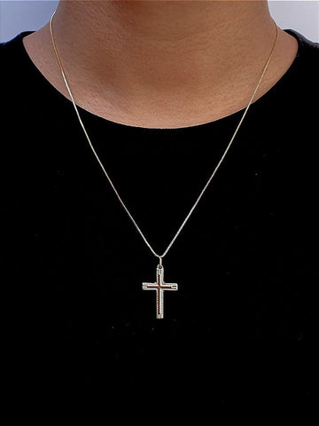 Corrente Veneziana 1,2mm Fecho Tradicional + Pingente Cruz Detalhada Banhado A Ouro 18k COR006-PIN006