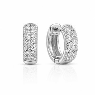 Brinco Masculino Par Argola Cravejada Com 12 Pedras Banhada A Ouro Branco BRI001