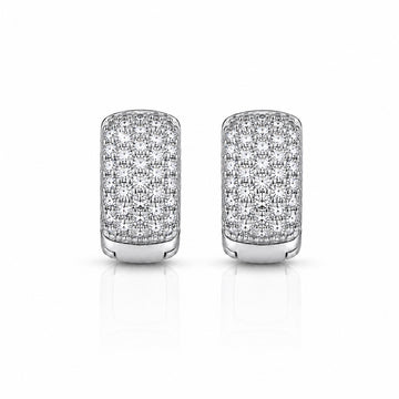 Brinco Masculino Par Argola Cravejada Com 29 Pedras (13X6,8mm) Banhada A Ouro Branco BRI003