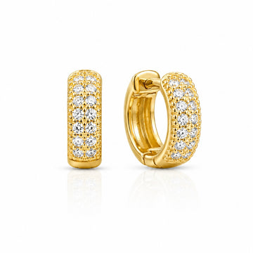 Brinco Masculino Par Argola Cravejada Com 12 Pedras (11,5X3,9mm) Banhada A Ouro 18K BRI010