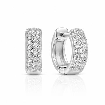 Brinco Masculino Par Argola Cravejada 4 Fileiras M Banhada A Ouro Branco BRI012