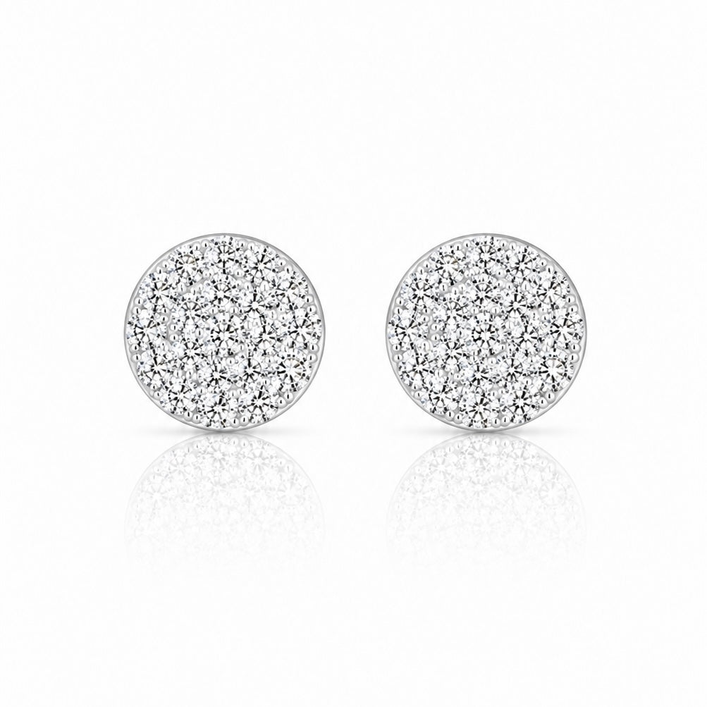 Brinco Masculino Par Chapado Redondo (8mm) Banhado A Ouro Branco BRI013