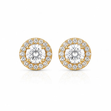 Brinco Masculino Par Redondo Cravejado Fílip 1 (7mm) Banhado A Ouro 18k BRI153