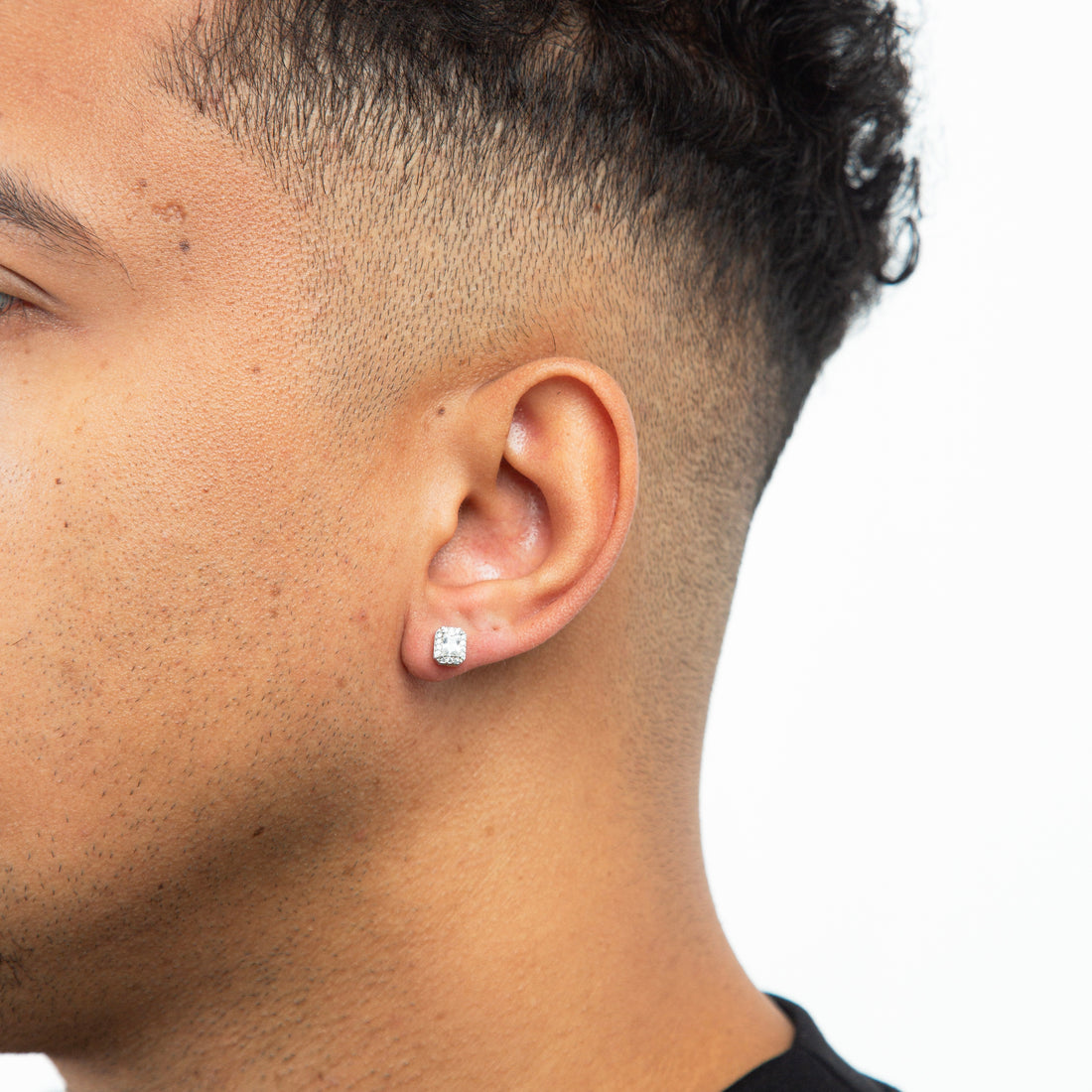 Brinco Masculino Par Fílip 1 Retangular Banhada A Ouro Branco BRI219