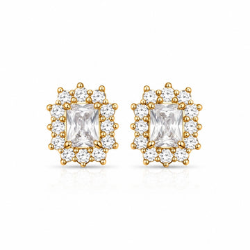 Brinco Masculino Par Imperial 3 Retangular (7,5X8,5mm) Banhada A Ouro 18k BRI220