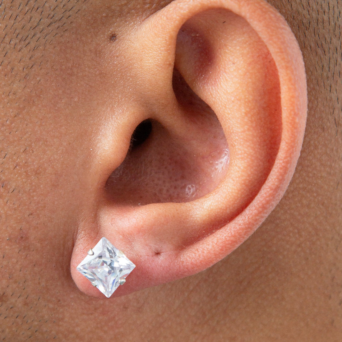Par De Brinco Pedra Zircônia Quadrada (8mm) Prata 925 BRIP005