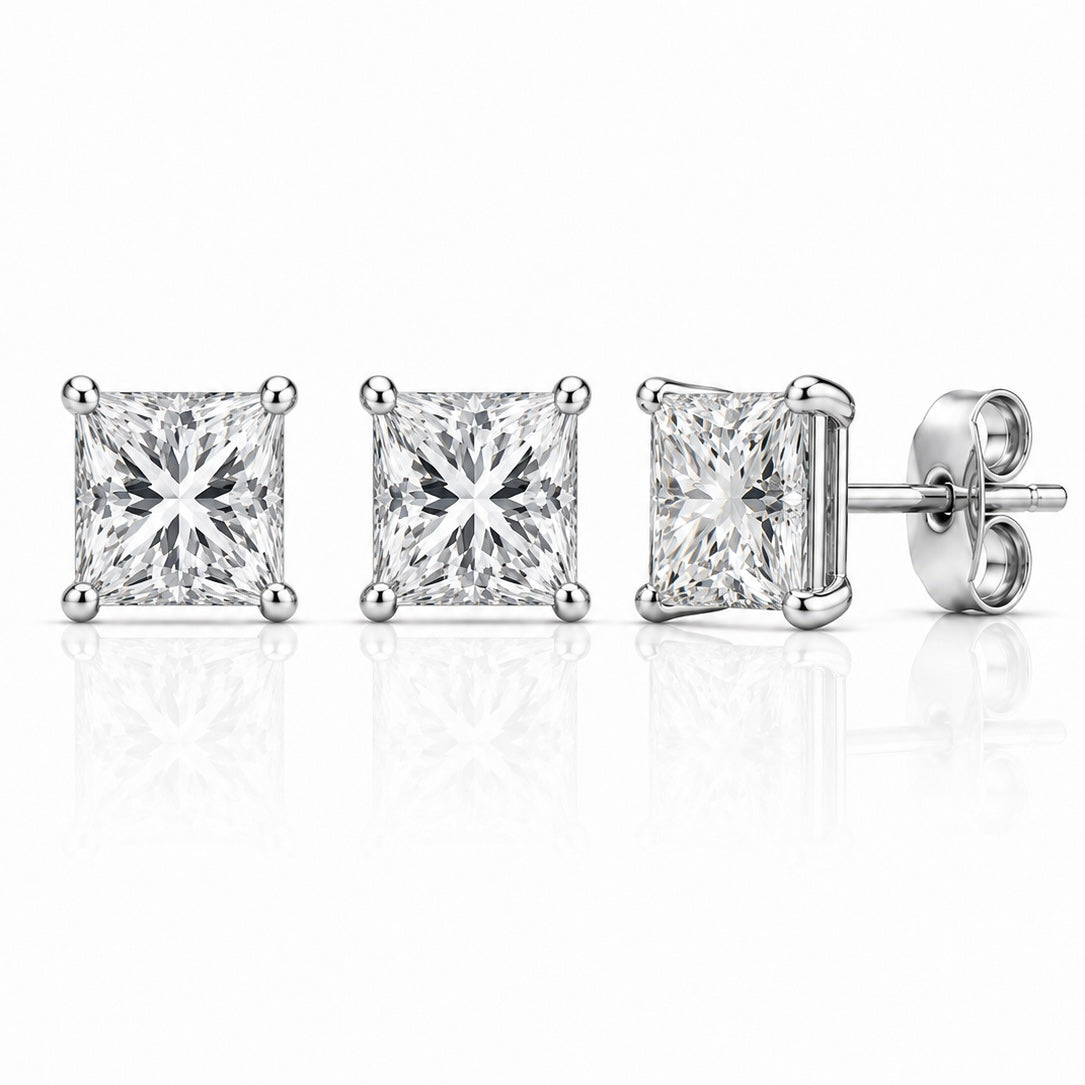 Par De Brinco Pedra Zircônia Quadrada (8mm) Prata 925 BRIP005