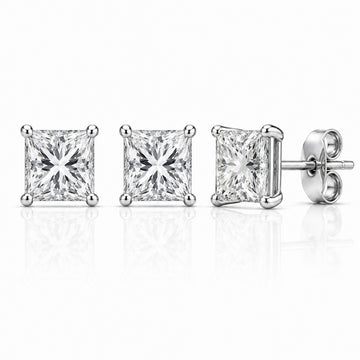 Par De Brinco Pedra Zircônia Quadrada (8mm) Prata 925 BRIP005