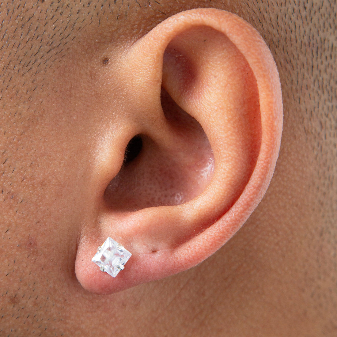 Par De Brinco Pedra Zircônia Quadrada (6mm) Prata 925 BRIP006