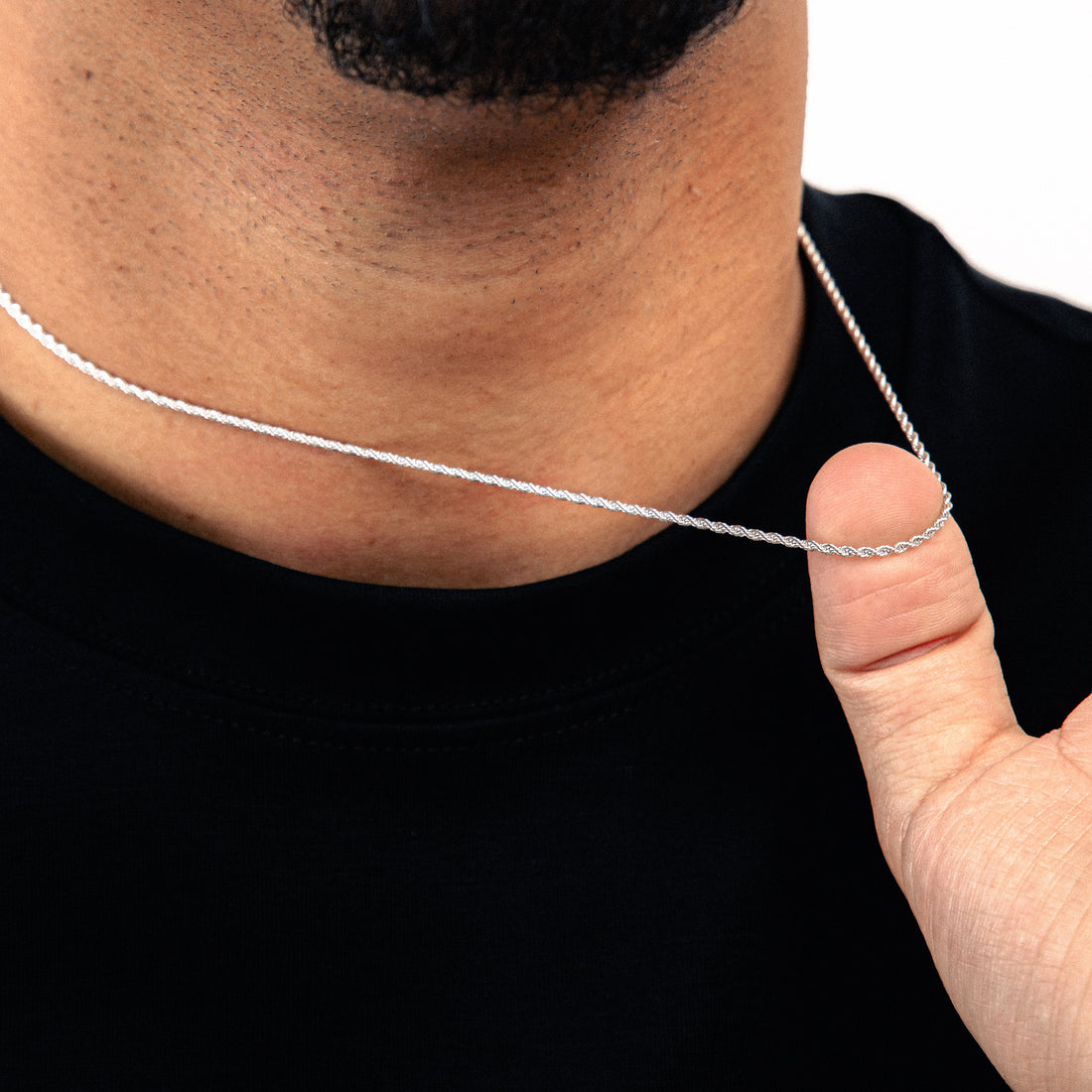 Corrente Cordão Baiano 1,6mm Fecho Tradicional Banhada A Ouro Branco COR001