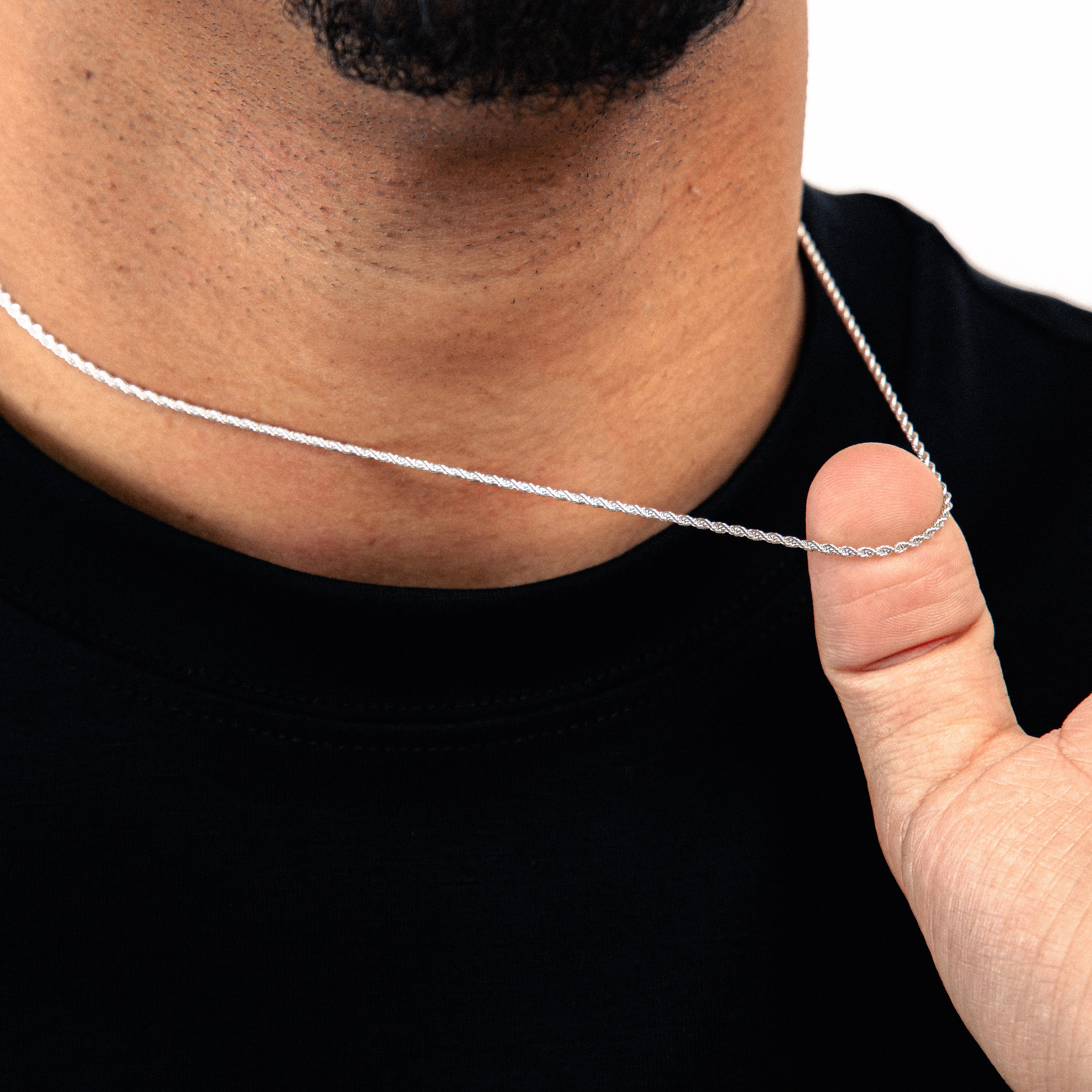 Corrente Cordão Baiano 1,6mm Fecho Tradicional Banhada A Ouro Branco COR001
