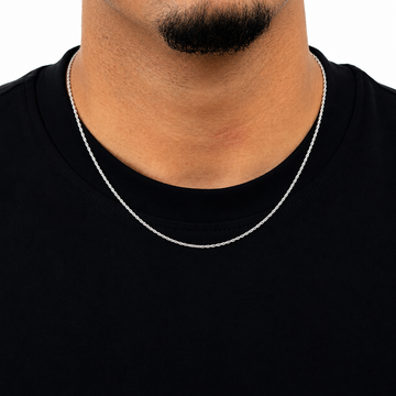 Corrente Cordão Baiano 1,6mm Fecho Tradicional Banhada A Ouro Branco COR001