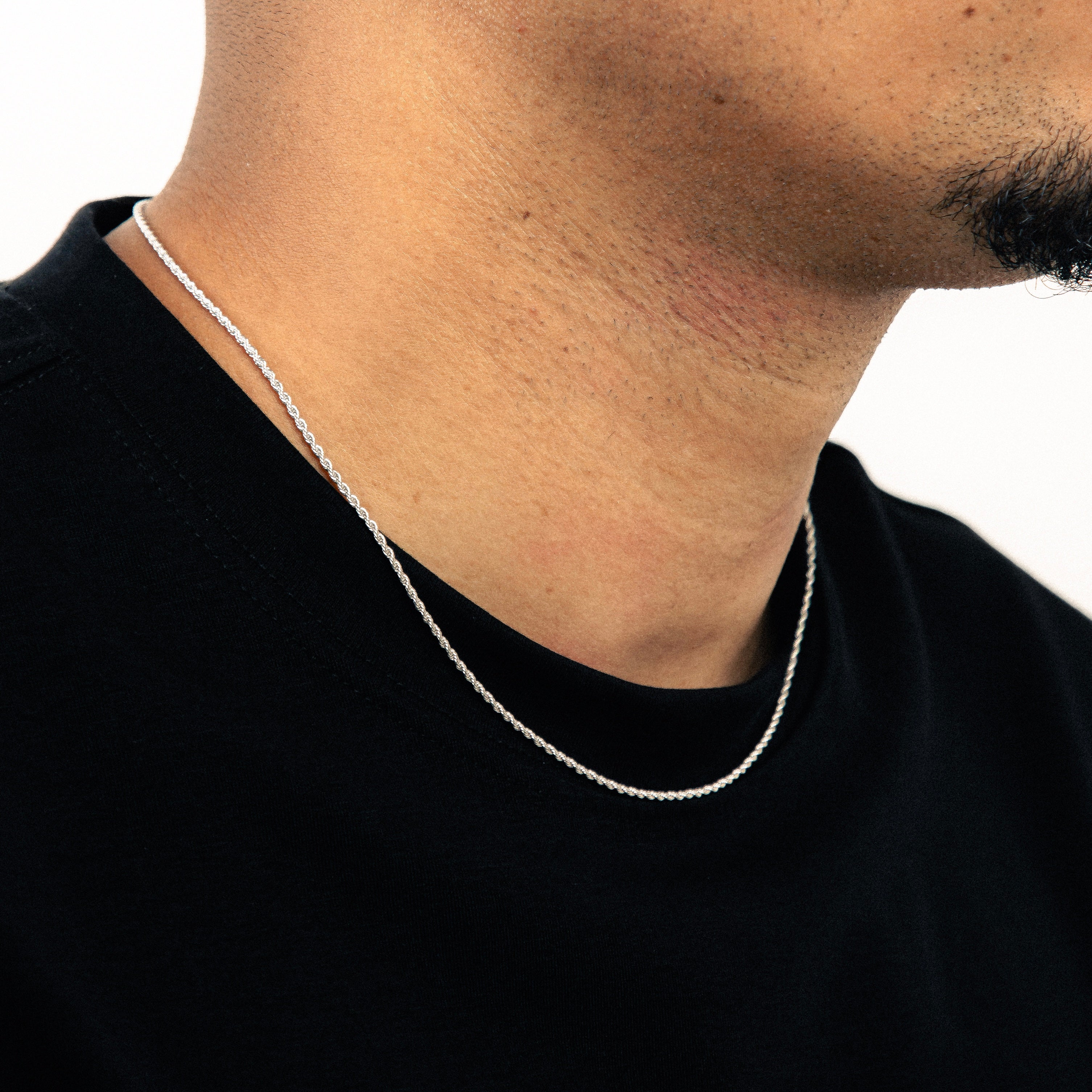 Corrente Cordão Baiano 1,6mm Fecho Tradicional Banhada A Ouro Branco COR001