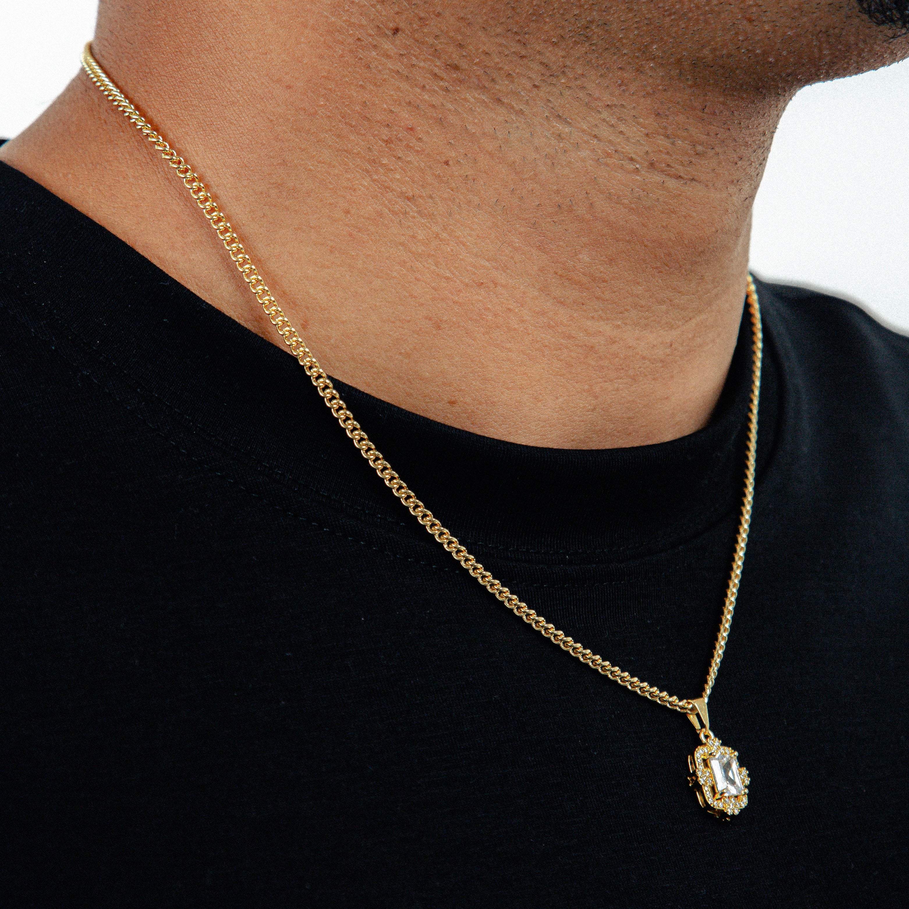 Corrente Grumet 50cm 3mm + Pingente Imperial 2 (13X15mm) Banhado a Ouro 18k COR102-PIN166