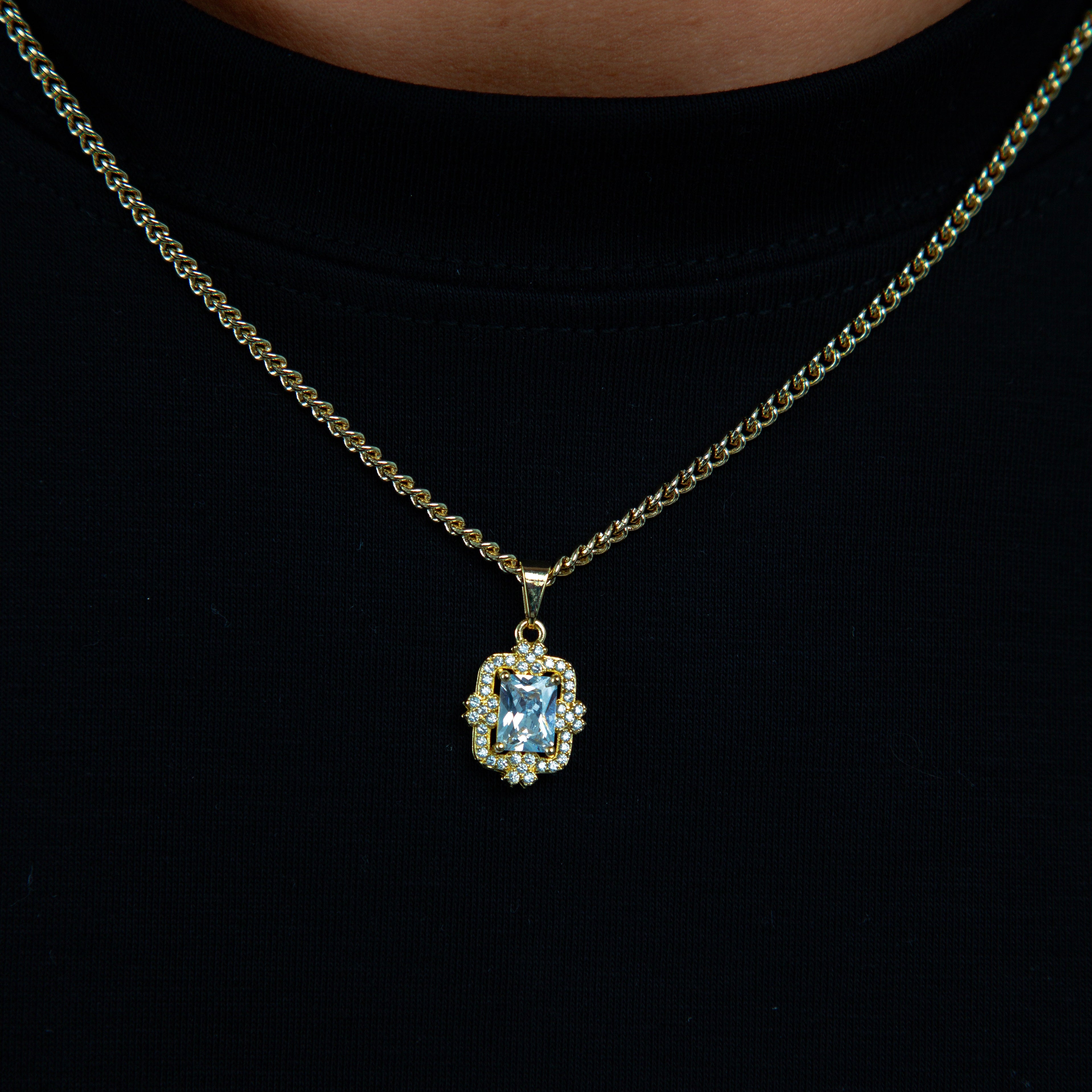 Corrente Grumet 50cm 3mm + Pingente Imperial 2 (13X15mm) Banhado a Ouro 18k COR102-PIN166