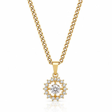 Corrente Grumet 50cm 3mm + Pingente Coroa 1 Cravejado (12mm) Banhado a Ouro 18k COR102-PIN168