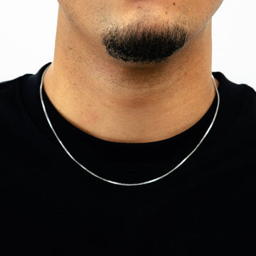Corrente Veneziana 1mm Fecho Tradicional Banhada A Ouro Branco COR002