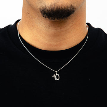Corrente Grumet 1,4mm + Pingente Número 10 Cravejado Banhado A Ouro Branco COR005-PIN082