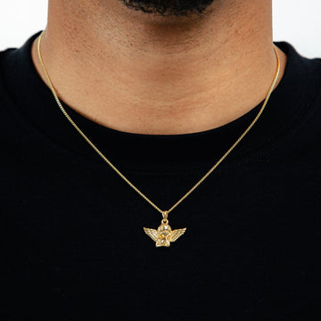 Corrente Grumet 1,4mm + Pingente Anjo Banhado A Ouro 18k COR014-PIN141