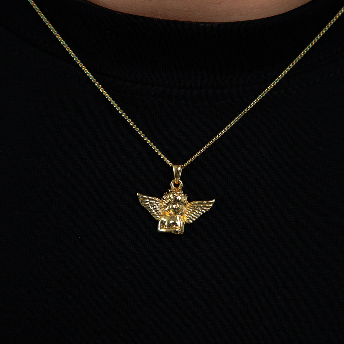Corrente Grumet 1,4mm + Pingente Anjo Banhado A Ouro 18k COR014-PIN141