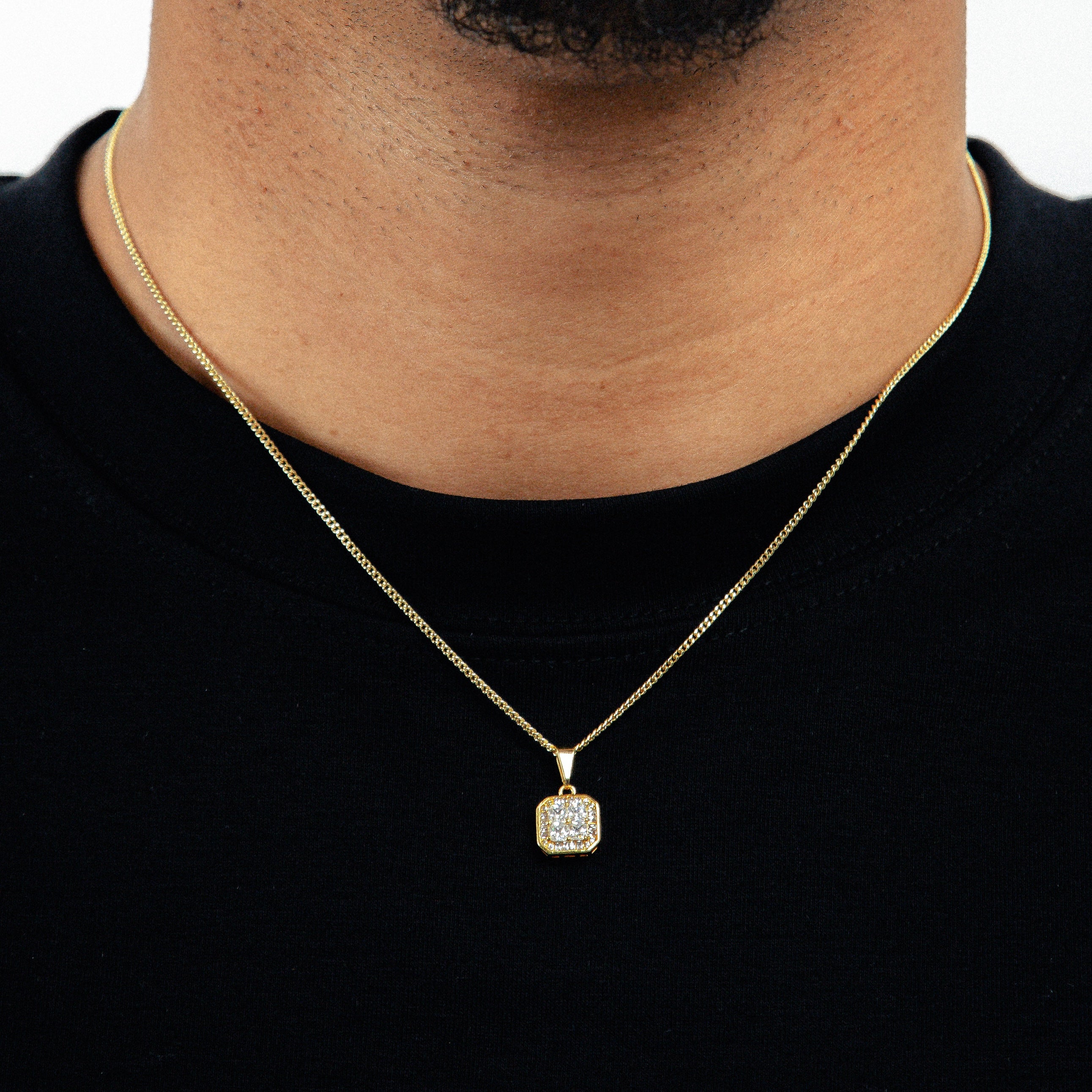 Corrente Grumet 1,4mm + Pingente Imperial Quadrado Banhado A Ouro 18k COR014-PIN151
