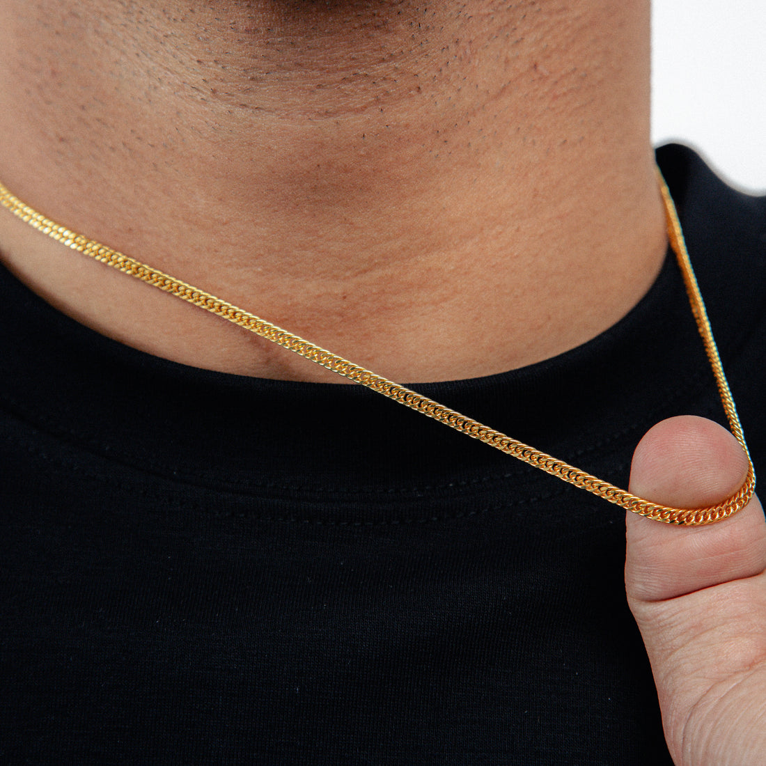 Corrente Grumet Dupla 50cm 3mm Fecho Tradicional Banhada a Ouro 18k COR060