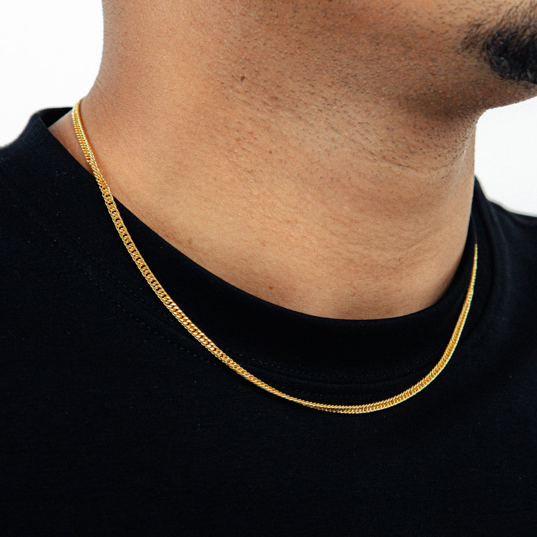 Corrente Grumet Dupla 50cm 3mm Fecho Tradicional Banhada a Ouro 18k COR060