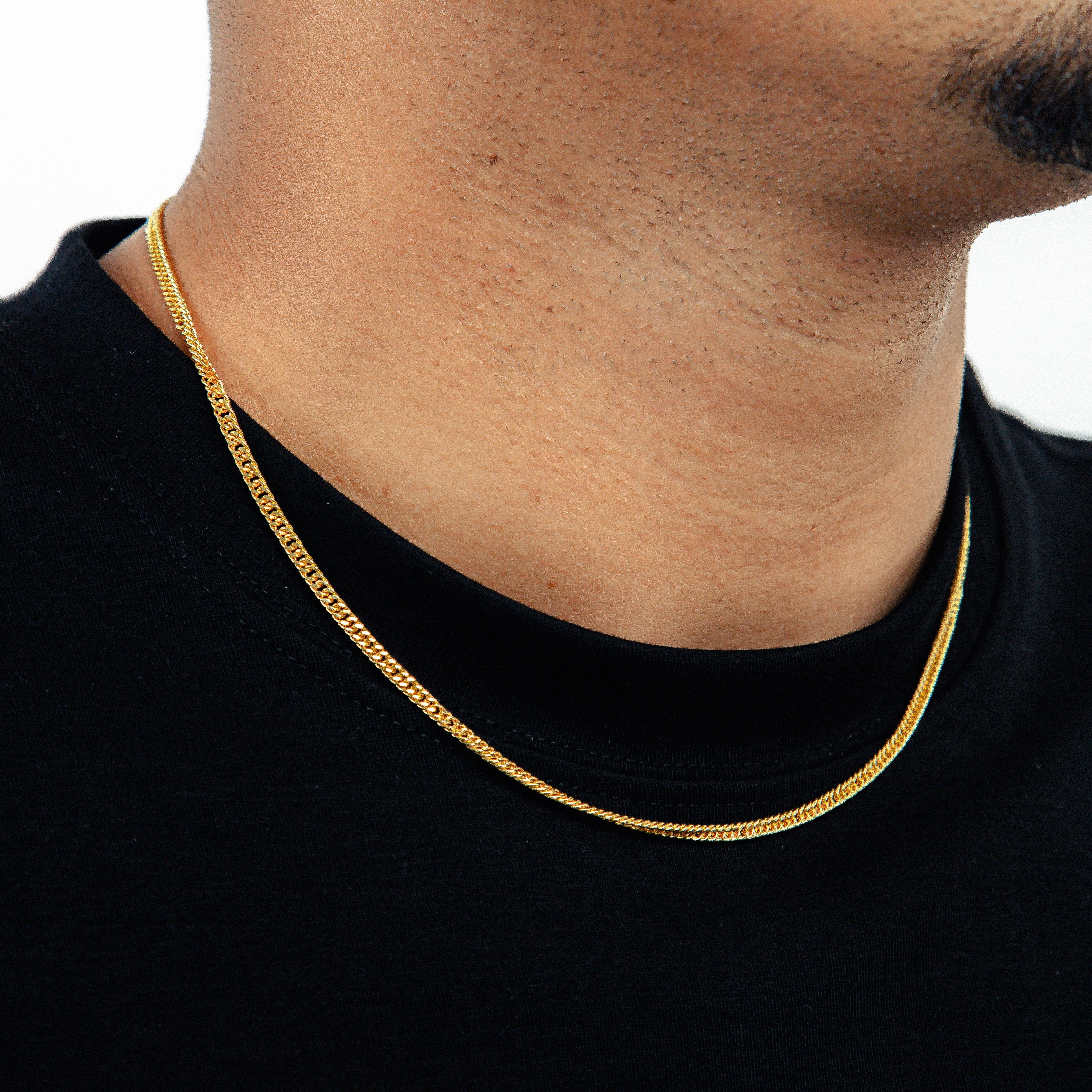 Corrente Grumet Dupla 50cm 3mm Fecho Tradicional Banhada a Ouro 18k COR060