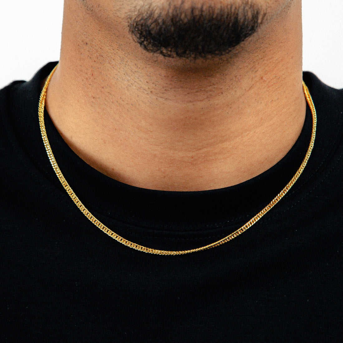 Corrente Grumet Dupla 50cm 3mm Fecho Tradicional Banhada a Ouro 18k COR060