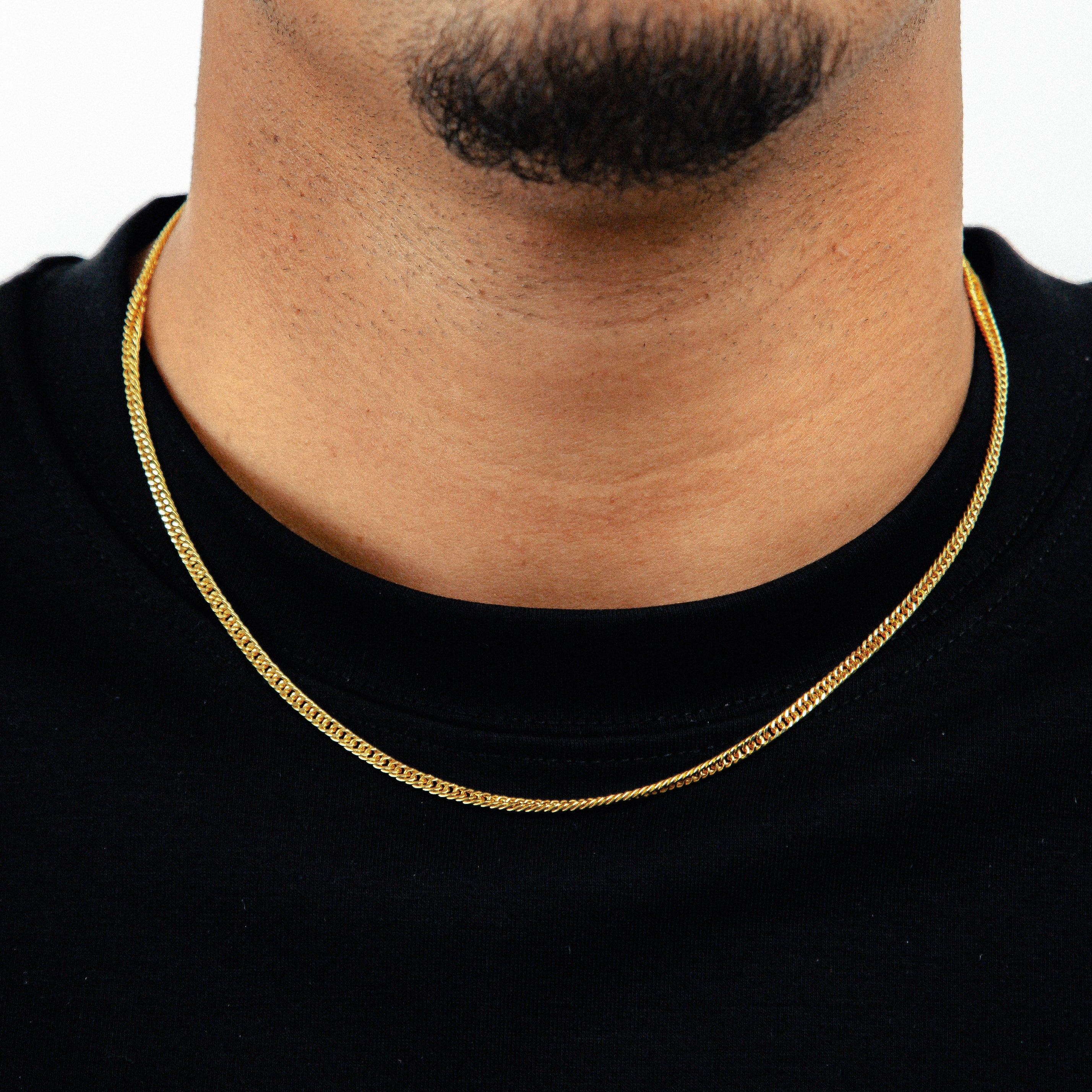 Corrente Grumet Dupla 50cm 3mm Fecho Tradicional Banhada a Ouro 18k COR060