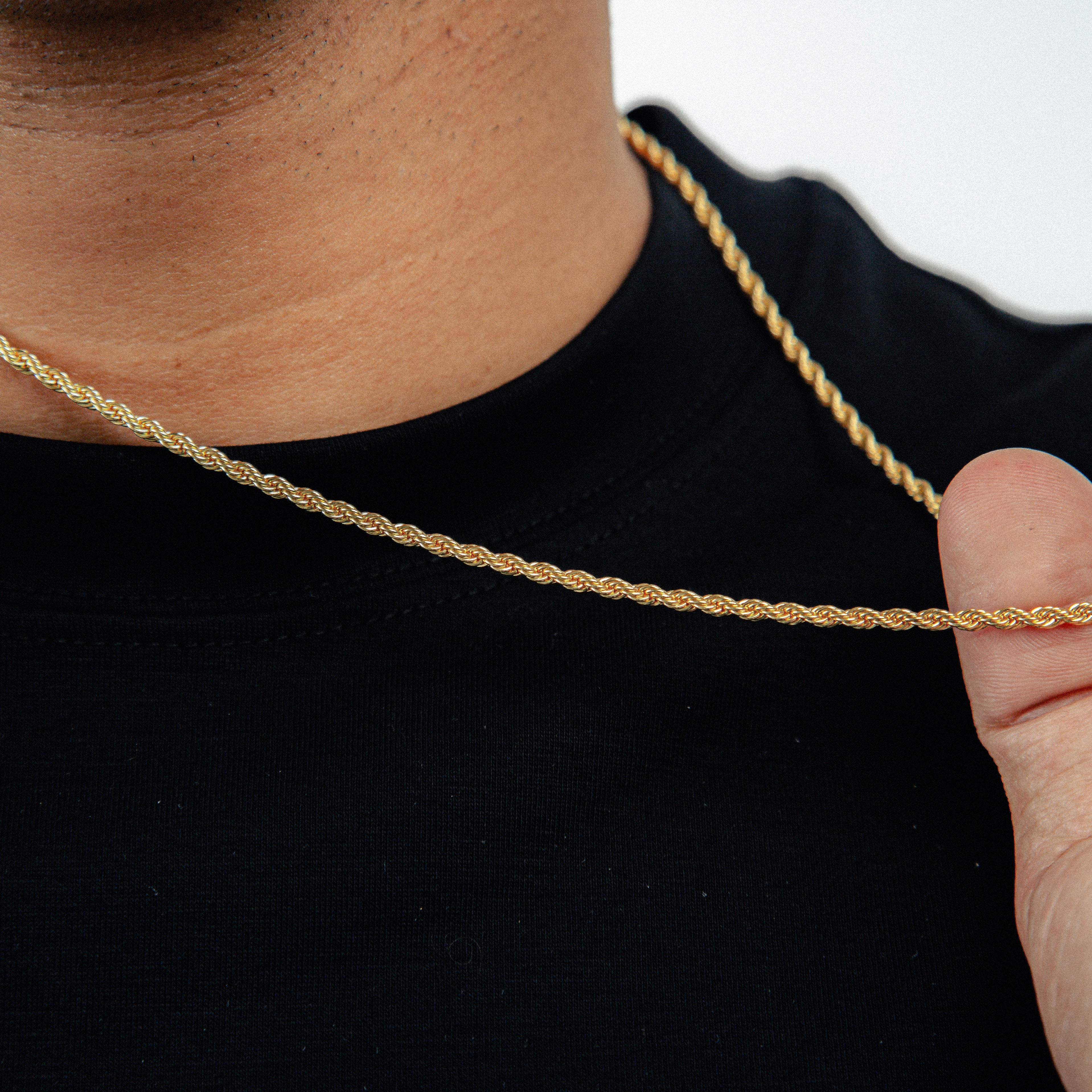 Corrente Cordão Baiano 3mm Fecho Tradicional Banhada A Ouro 18k COR078