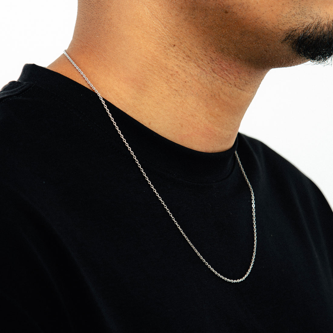 Corrente 60cm Elo Cadeado 2mm Banhada a Ouro Branco COR090