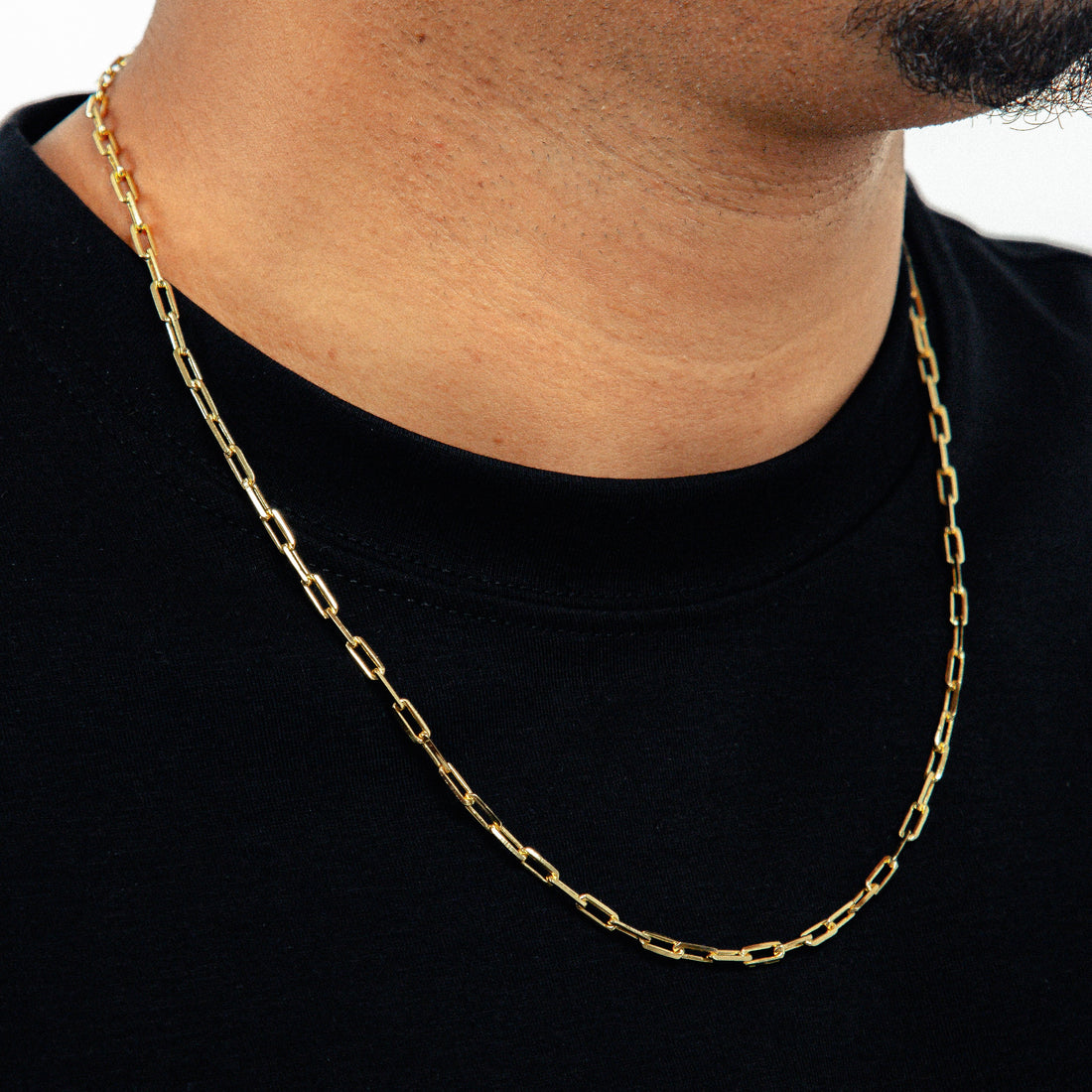 Corrente 60cm Cadeado Alongado 3,5mm Banhada a Ouro 18k COR097