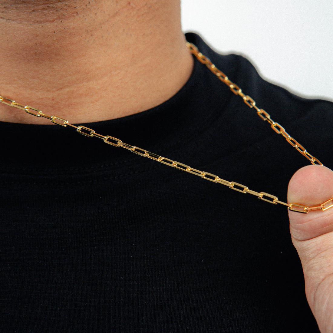 Corrente 60cm Cadeado Alongado 3,5mm Banhada a Ouro 18k COR097
