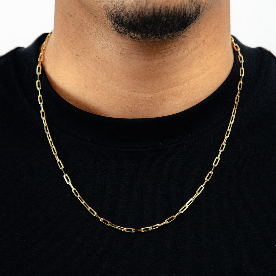 Corrente 60cm Cadeado Alongado 3,5mm Banhada a Ouro 18k COR097