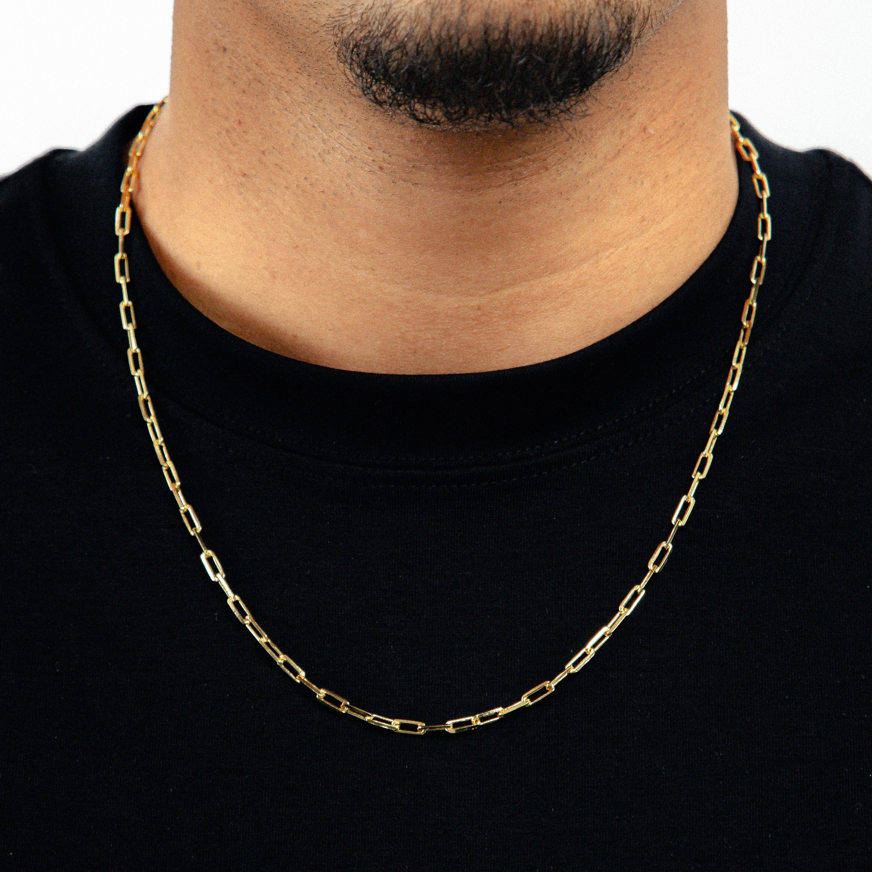 Corrente 60cm Cadeado Alongado 3,5mm Banhada a Ouro 18k COR097