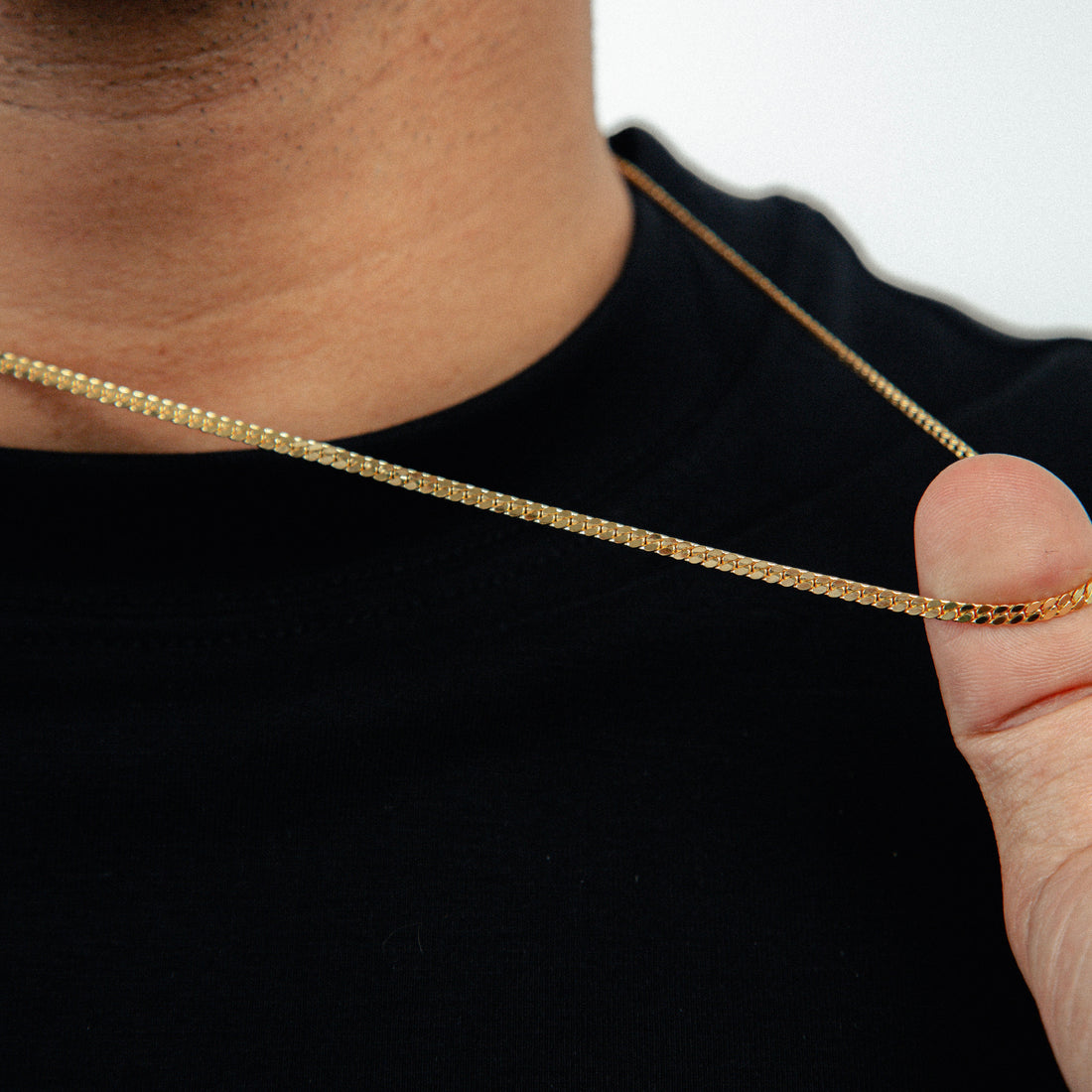 Corrente 60cm Grumet Flat 3mm Banhada a Ouro 18k COR098