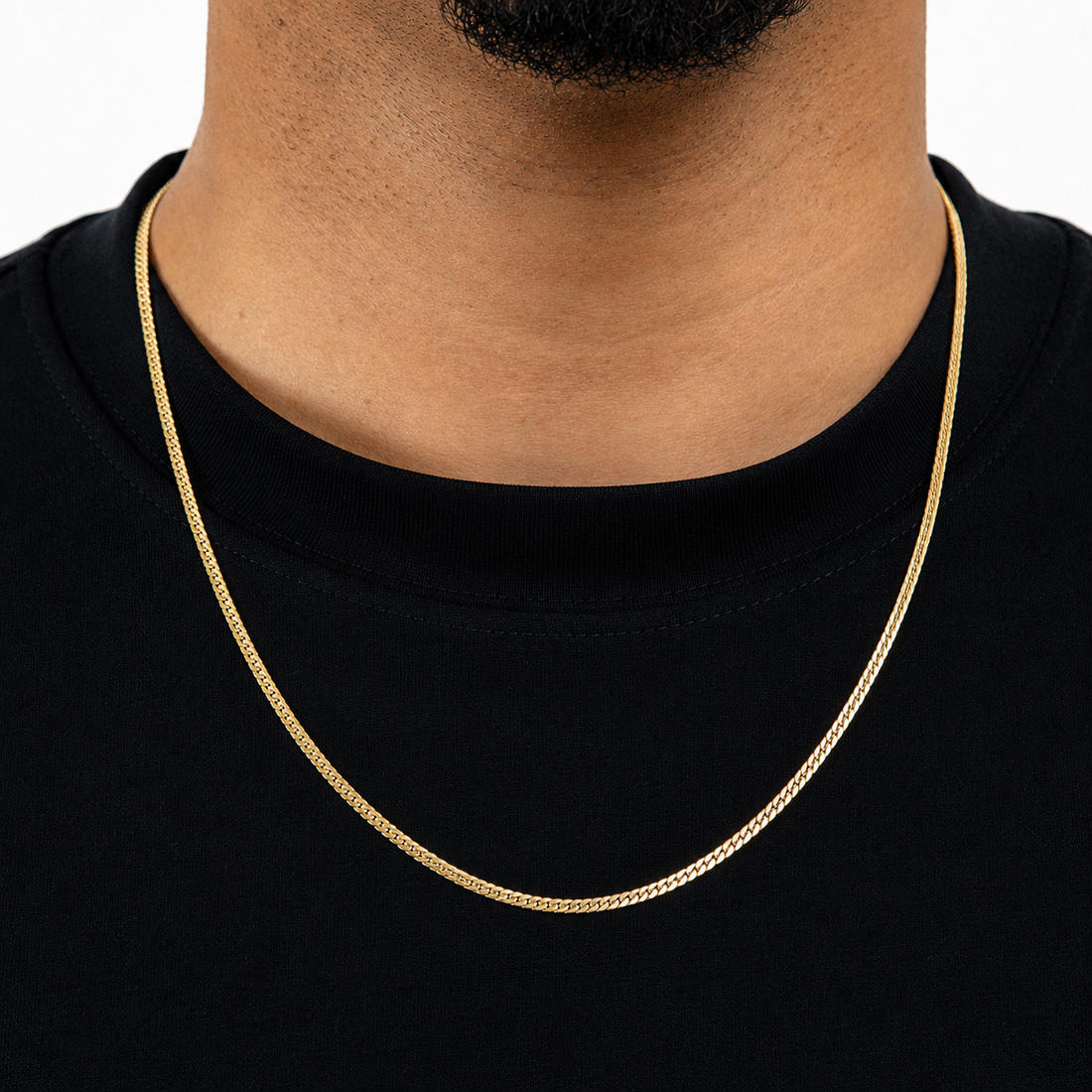 Corrente 60cm Grumet Flat 3mm Banhada a Ouro 18k COR098