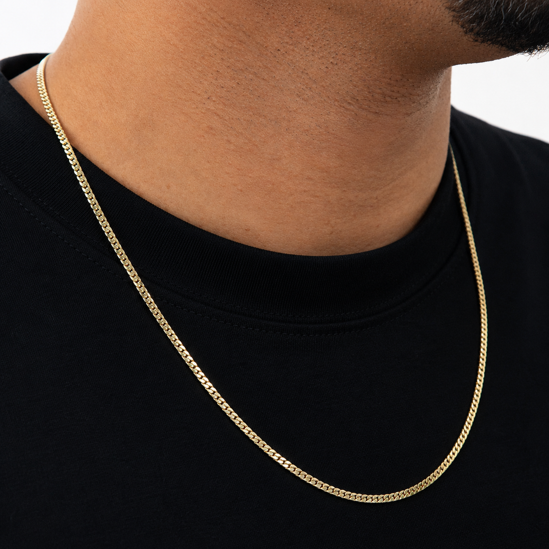 Corrente 60cm Grumet Flat 3mm Banhada a Ouro 18k COR098