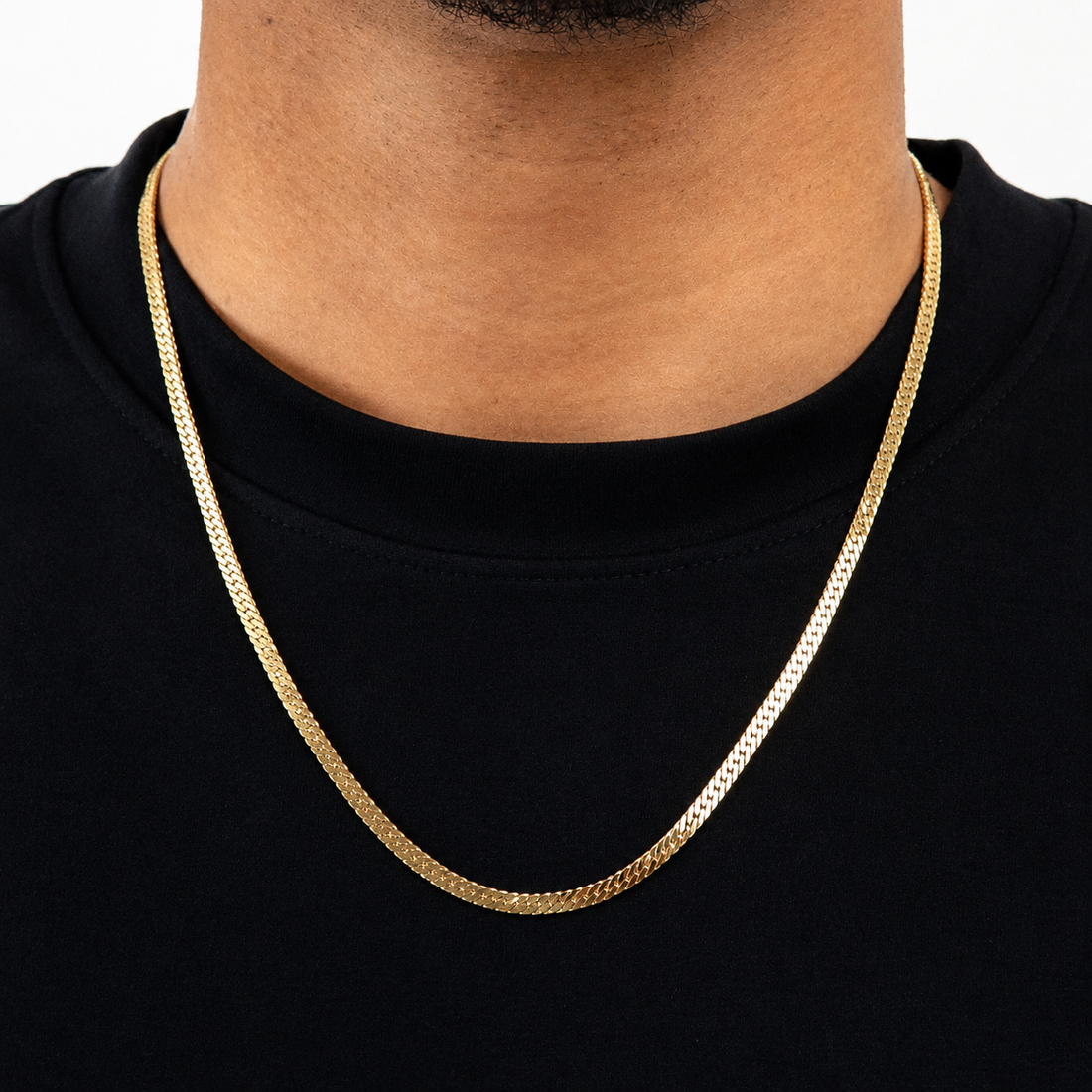 Corrente 60cm Grumet Flat 4mm Banhada a Ouro 18k COR099