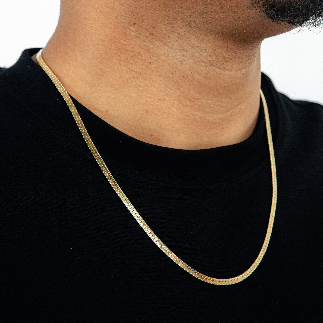 Corrente 60cm Grumet Flat 4mm Banhada a Ouro 18k COR099