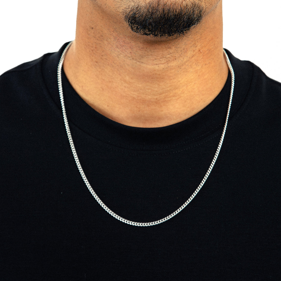 Corrente Grumet 60cm 3mm Fecho Tradicional Banhada a Ouro Branco COR101