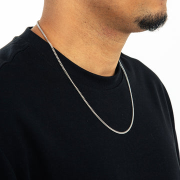 Corrente Grumet 60cm 3mm Fecho Tradicional Banhada a Ouro Branco COR101