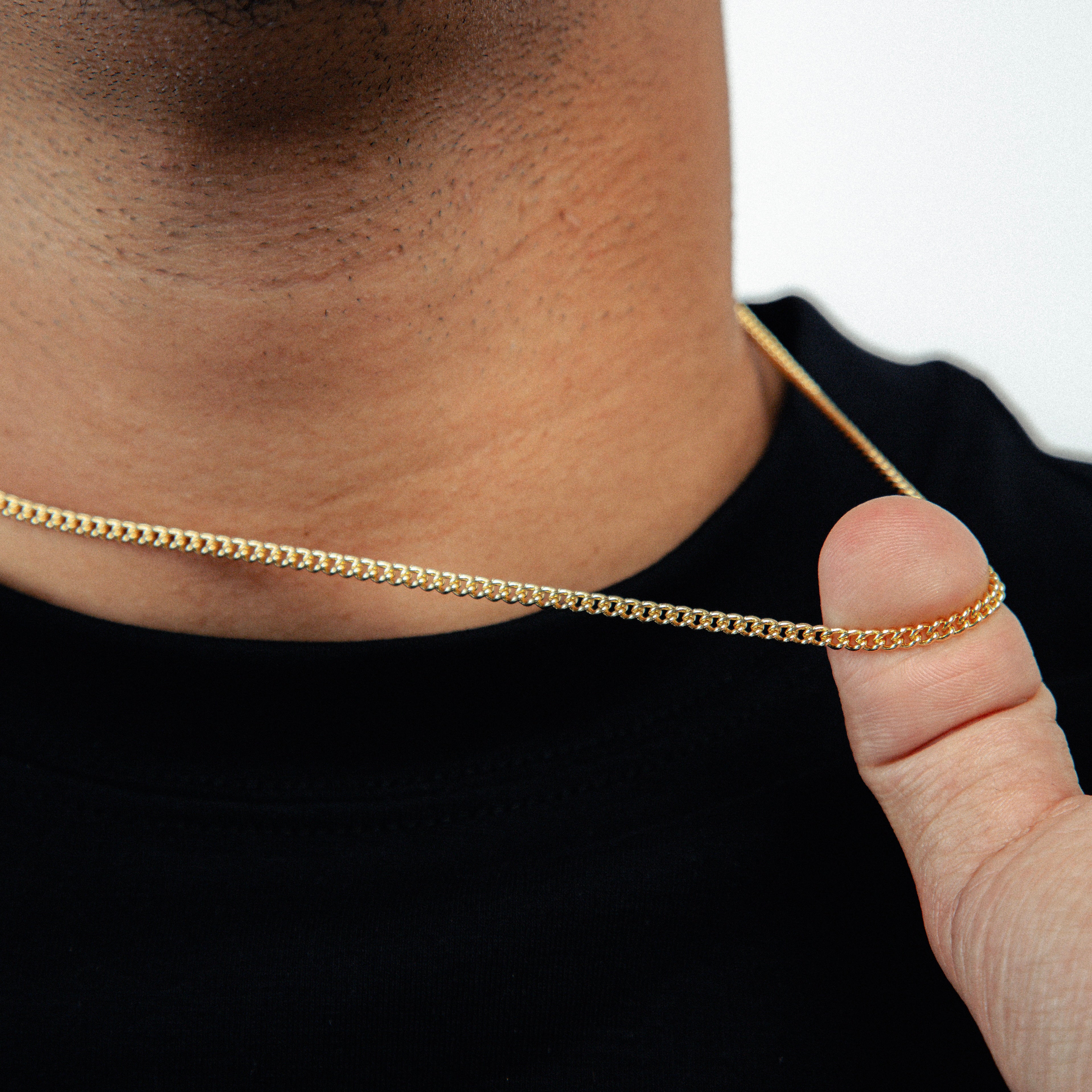 Corrente Grumet 50cm 3mm Fecho Tradicional Banhada a Ouro 18k COR102