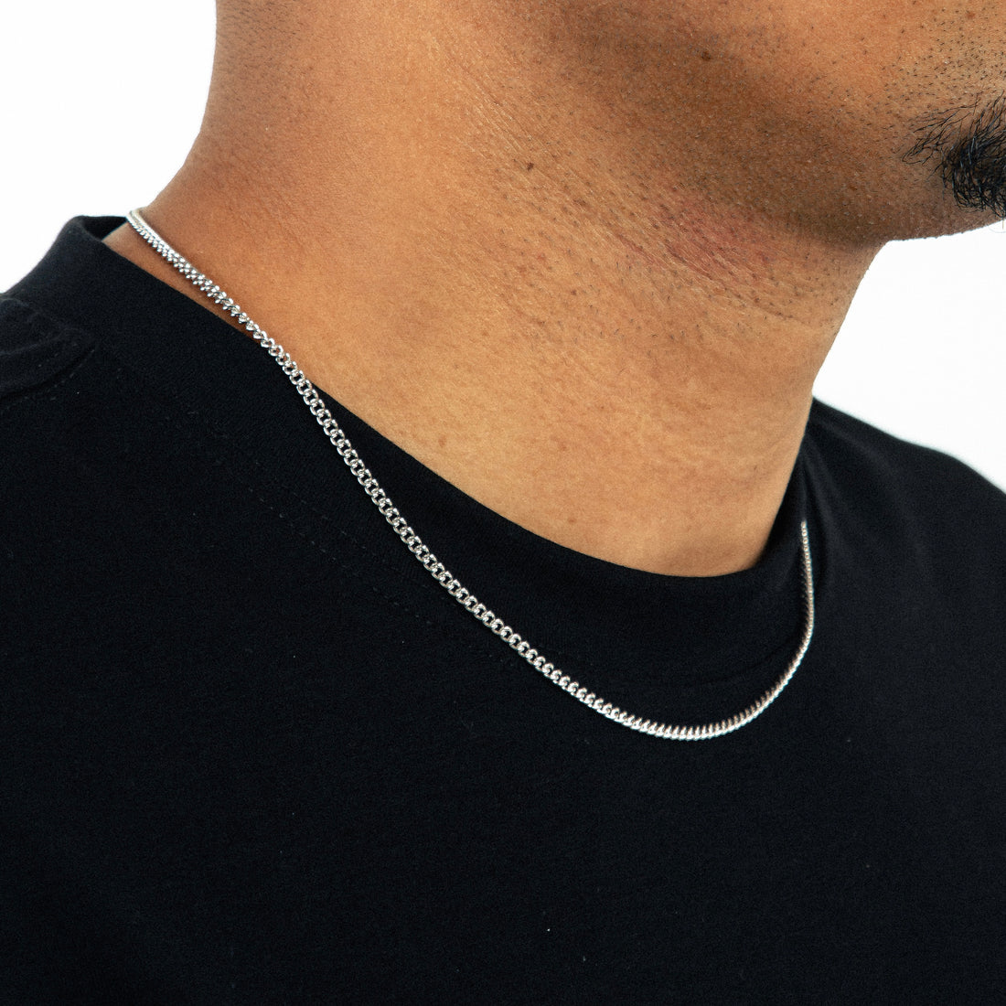 Corrente Grumet 50cm 3mm Fecho Tradicional Banhada a Ouro Branco COR103