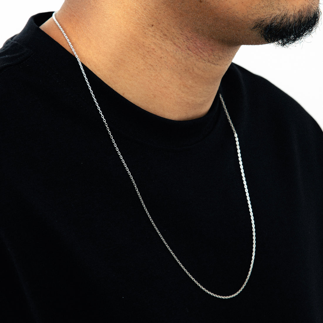 Corrente 70cm Elo Cadeado 2mm Banhada a Ouro Branco COR105