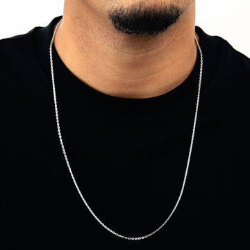 Corrente 70cm Elo Cadeado 2mm Banhada a Ouro Branco COR105